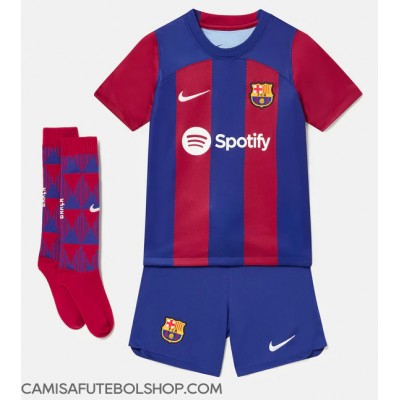 Camisa de time de futebol Barcelona Robert Lewandowski #9 Replicas 1º Equipamento Infantil 2023-24 Manga Curta (+ Calças curtas)